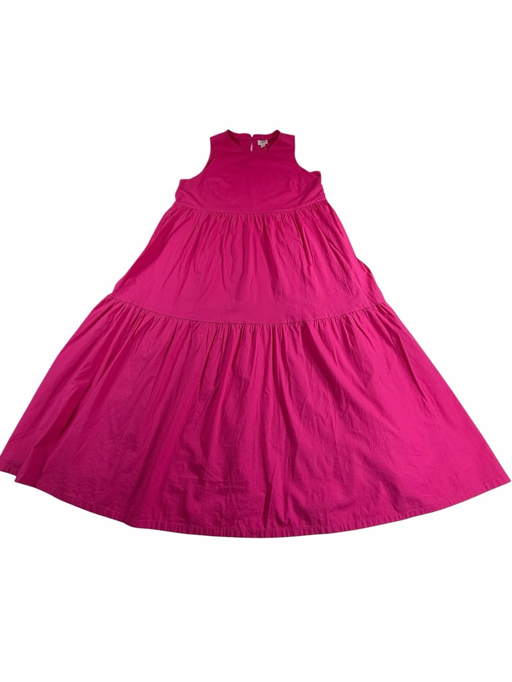 J.Crew Factory Pink Tiered Midi Dress Sleeveless Poplin Cottagecore XS - Picture 2 of 10